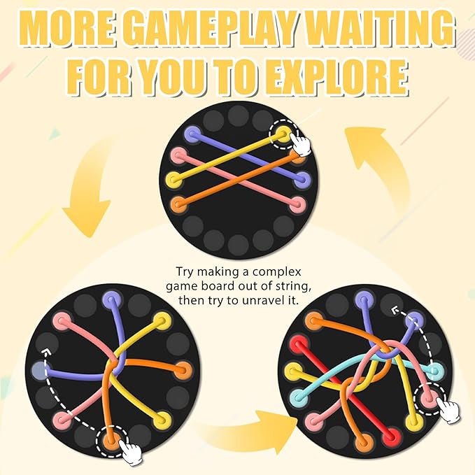 Brainy Knots Rope Untangling Game, Twisted Rope Puzzle Game, Strategy Board Family Game for Kids & Adults, Portable for Parties & Travel for Parent-Child Interaction, Gifts for All Ages