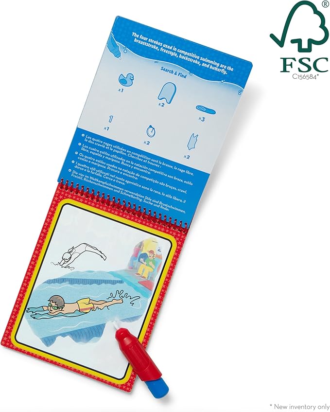 Melissa & Doug On The Go Water Wow! Reusable Water-Reveal Coloring Activity Pad – Jungle - Party Favors, Stocking Stuffers, Travel Toys For Toddlers, Mess Free Coloring Books For Kids Ages 3+