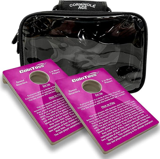 2 CoinToss Boards and Carry Case Set - Speed Quarters - Pink
