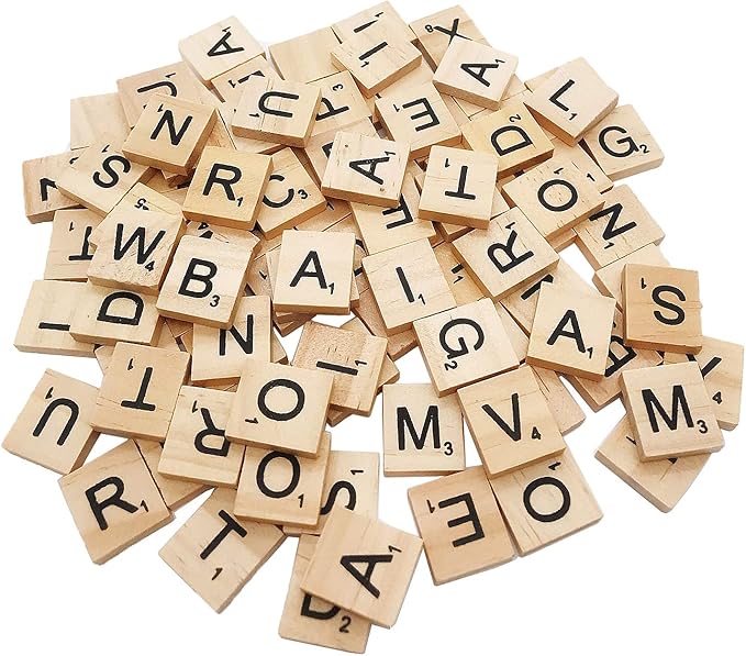 300 Pcs Scrabble Letters, Wood Scrabble Tiles for Crafts Making Crossword Game