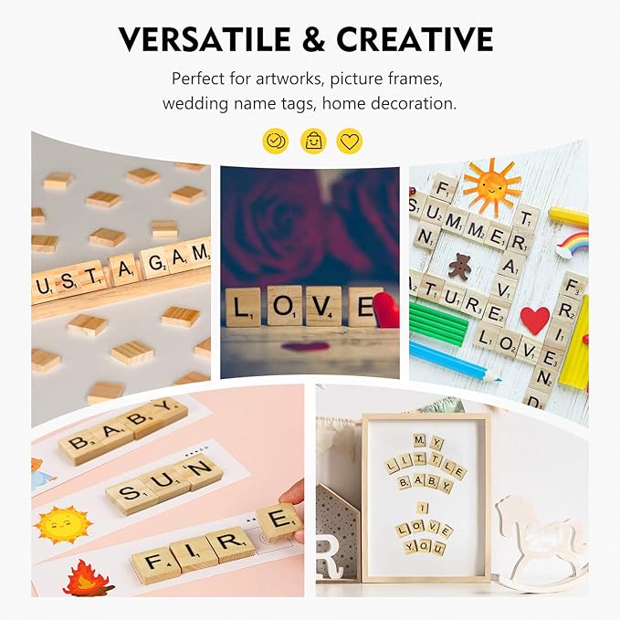Magicfly 1000 Pcs Scrabble Tiles, Wooden Letter Tiles, A-Z Capital Letters for Crafts, Spelling,Scrabble Crossword Game