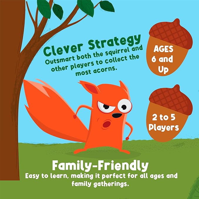 University Games, Who Took My Nuts? Family Bluffing Game, Ages 6+, Trade Fruit, Outsmart Friends & Collect Acorns – Fast, Fun Game for Family Nights & Gatherings