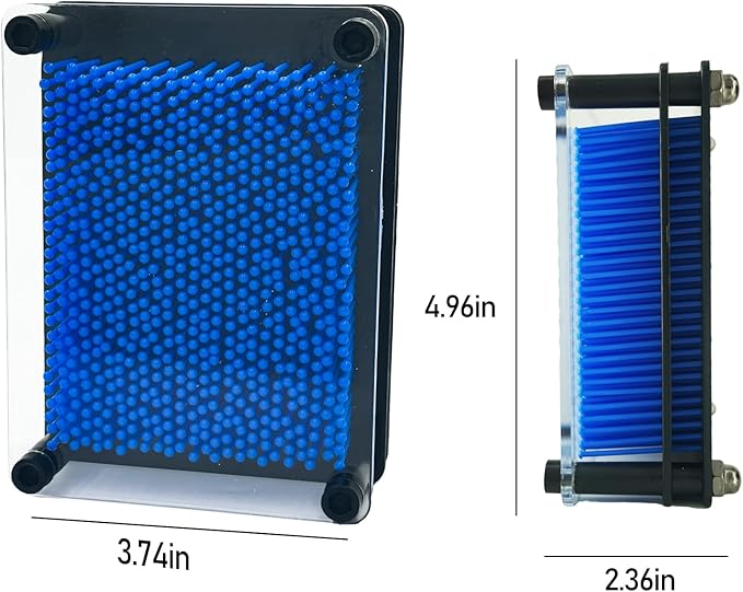 3D Pin Art Sensory Toy Size 5x3.7 Inches Needles Pin Impression Toy Intellectual Fun Rainbow Toys, Navyblue
