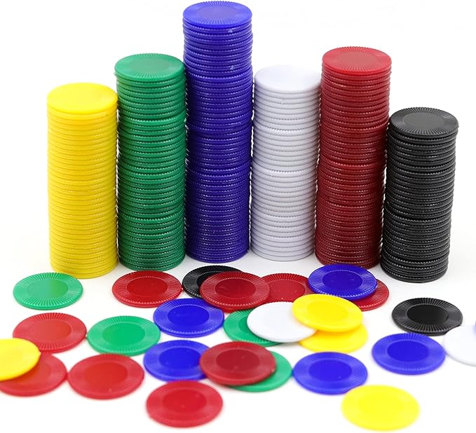 600Pcs Plastic Poker Mini Chips in 6 Colors Bulk Poker Card Game Chips for Game Play Learning Math Counting Kids Teaching Rewards（2.2CM in Diameter）