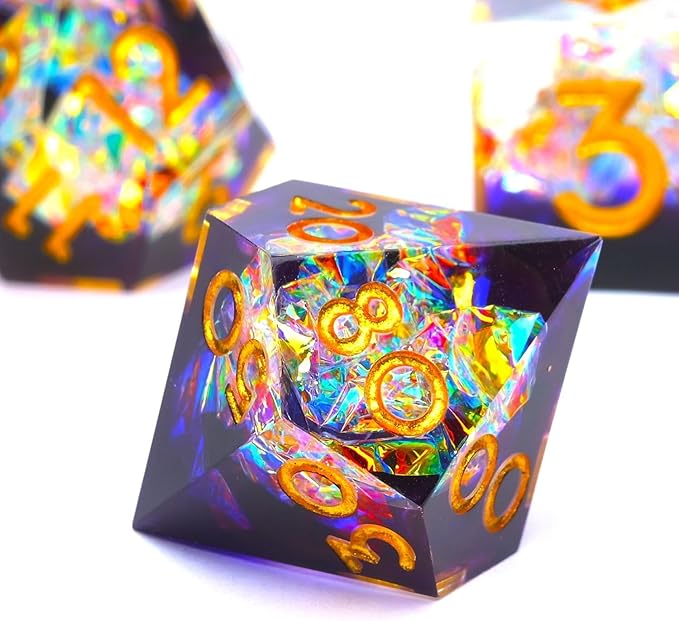 Resin dice Set, Dungeons and Dragons polyhedral DND dice Set, Suitable for Role-Playing Game RPG Explorer Magic: The Gathering Pioneer Game DND dice Set (7 Pieces)