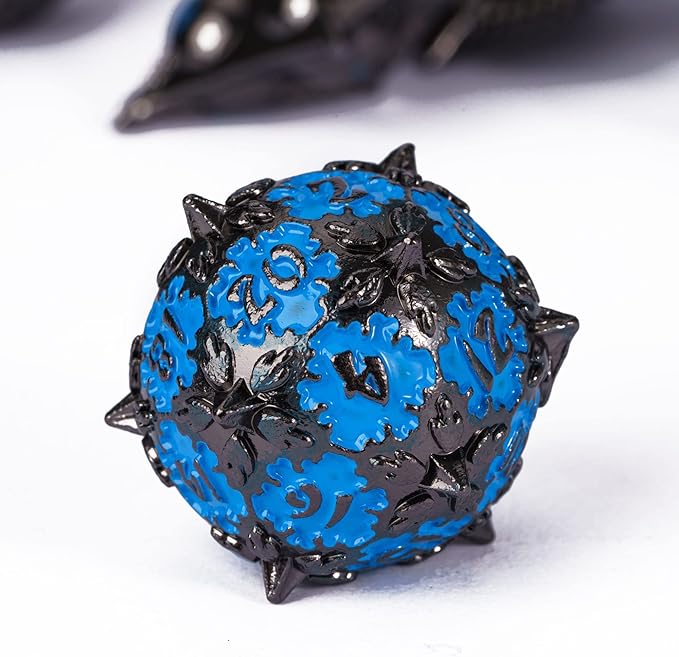 UDIXI Metal DND Dice Set, 7PCS Polyhedral D&D Dice Set Dragon d and d Dice for Dungeons and Dragons Role Playing Games and Tabletop Game (Black Blue)