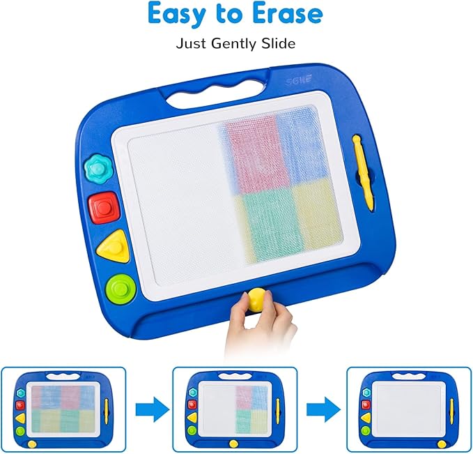 SGILE 2 Pack Magnetic Drawing Board, Magna Dots Doold Pad and Large Magnet Sketch Tablet for Kids, Early Learning Sensory Art Toddler Toys Preschool Travel Gifts for Boys Girls Age 18 Month+