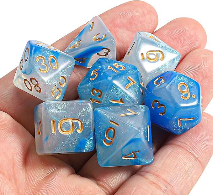 CiaraQ DND Polyhedral Dice Set with a Black Dice Bag for D&D RPG MTG Role Playing Table Games