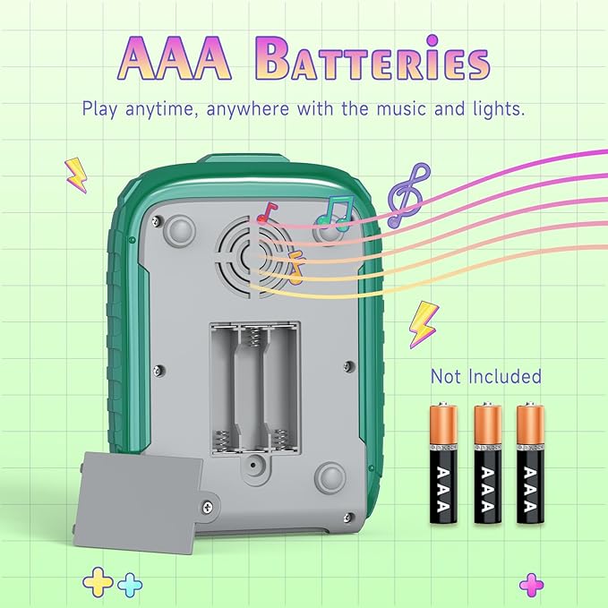 Rhythm Machine With Music and Light, Travel Handheld Puzzle Game, Fast Press Push Fidget Toy for Kids Aged 3-16 Years Old, AA Battery Operated