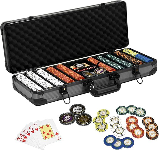 Nmroim14 Gram Clay Poker Chips Set 500PCS Casino Class Chips Set Features a High-End Chip Case and Poker Accessories for Texas Hold'em Blackjack Poker Game (500Pcs)
