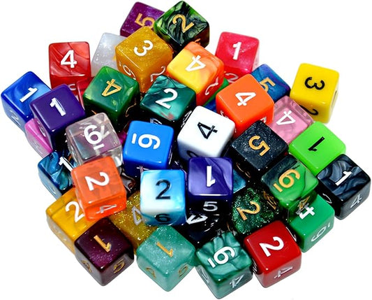 SmartDealsPro 50-Pack D6 6 Sided Dice Polyhedral Dice with Pouch for DND RPG MTG Table Game (D6, Mix Color)
