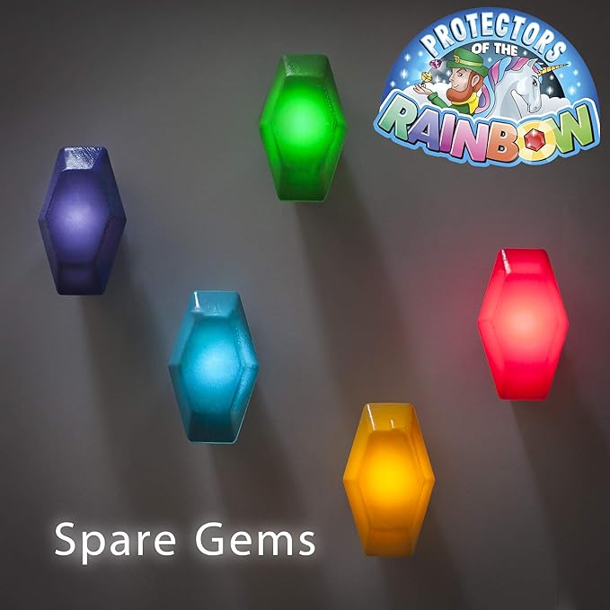 Protectors of The Rainbow - Gem Replacement Set | Ages 4+ | Includes 5 Glowing Gems & all required Batteries | Hide & Seek Toys | Light Up Toys | Glow in the Dark Game for Kids | By Starlux Games