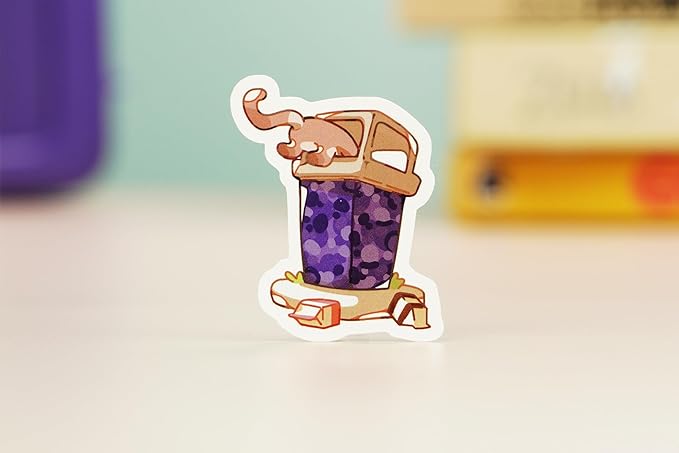 1985 Games BlackBerry Kawaii Cat Dice Set – Milk Carton-Inspired Dice for DND | TTRPGs & Tabletop Roleplaying