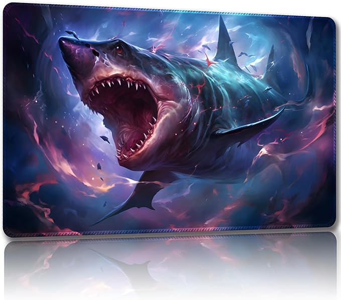 Playmat for MTG, with Free Storage Bags,Game Mat 24 x 14 inches, TCG and Board Game Mat for Cards,Mousepad Desk Mats (Shark-Regular)