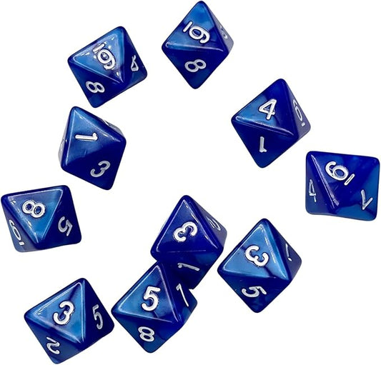 10 Pieces D8 Polyhedral Dice Set - 8 Sided Dice with Numbers | Ideal for Board Games, Classroom Activities, Party Table & Gaming Fun (Color: Blue, Size: 1.6cm/0.63in)
