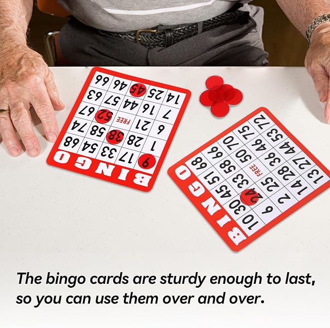 GSE Games & Sports Expert 100-Pack Multi-Color Bingo Game Cards with Easy Read Numbers, Reusable Paper Bingo Sheets for Large Groups, Family/Friend Parties