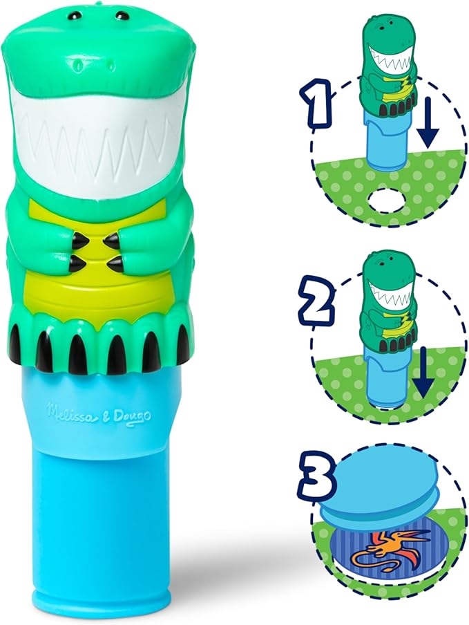 Melissa & Doug Sticker Wow!™ 24-Page Activity Pad and Sticker Stamper, 300 Stickers, Arts and Crafts Fidget Toy Collectible Character – Dinosaur Creative Play Travel Toy for Girls and Boys 3+,