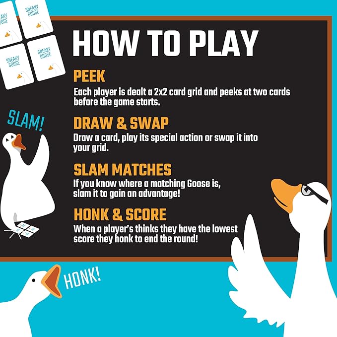 Sneaky Goose - Family Fun Strategy Card Game for Kids, Teens & Adults | Quick Thinking & Memory Game | Addictive and Entertaining | 2-5 Players | Age 8+