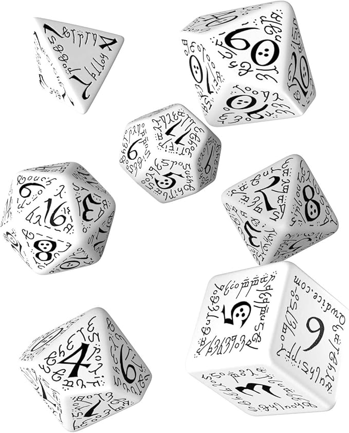 Q-Workshop Elvish Dice White/Black (7) Board Game
