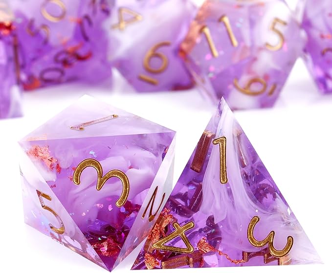 Haxtec DND Dice Set Sharp Edge Resin Dice Set with Dice Case, D and D Dice, Polyhedral D&D Dice Set for Dungeons and Dragons TTRPGs DND Gift