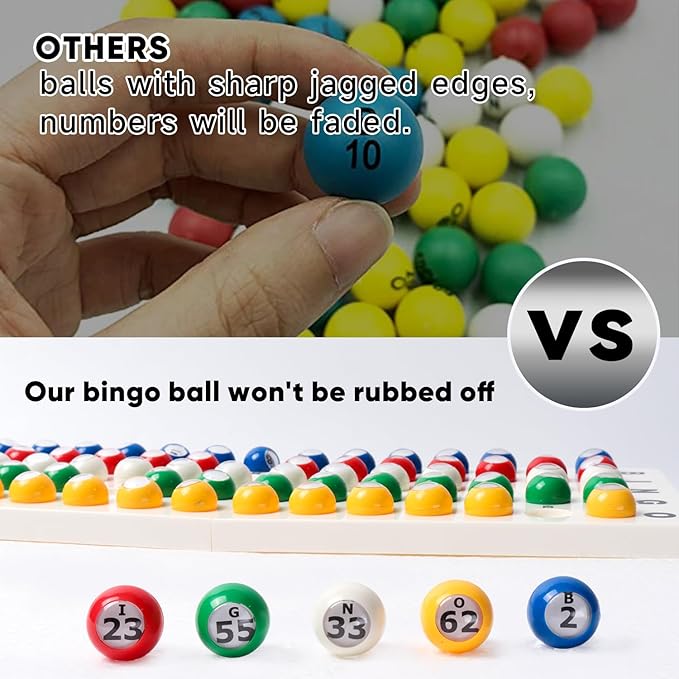 GSE Games & Sports Expert Bingo Master Board & 7/8" Multi-Color Balls, White Bingo Calling Board for Parties, Large Groups, Family Game Night