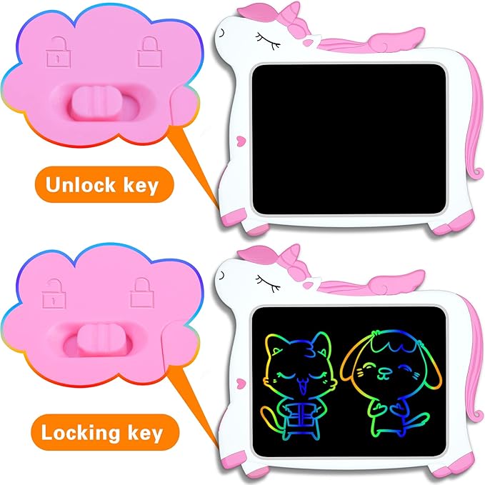 GJZZ Toys for Girls Gifts for 3 4 5 Years Old Girl - Unicorn 10inch Drawing Doodle Board, Toddler Toys, Learning Writing Board Kids Toys Age 6 7 8 for Christmas, Birthday, Blue