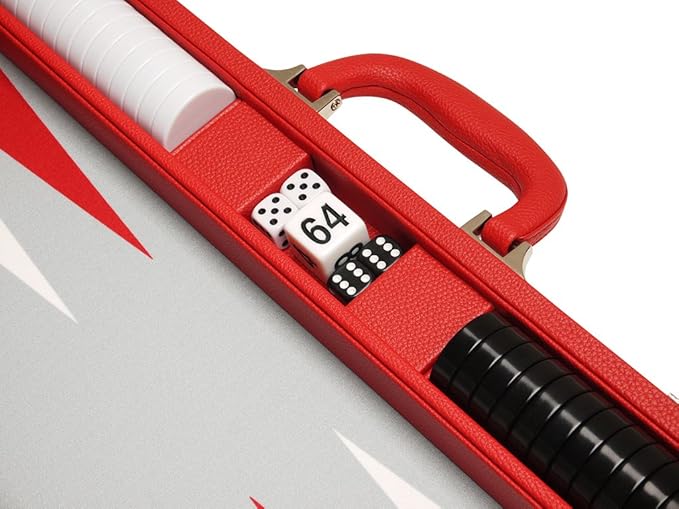 19-inch Premium Backgammon Set - Large Size - Red Board