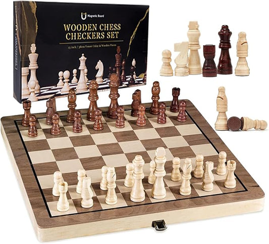 Chess Set,Chess Board,Magnetic Chess Board Set for Adults,Classic Handcrafted Game Board,Ideal for Home and Travel
