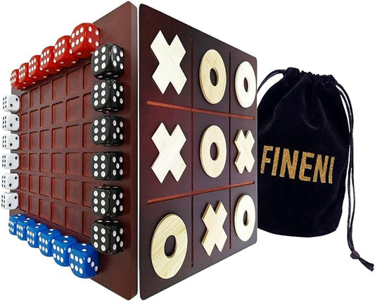 Dual Sides Battle & TicTacToe - Wooden Coffee Table Game for 2-4 Players