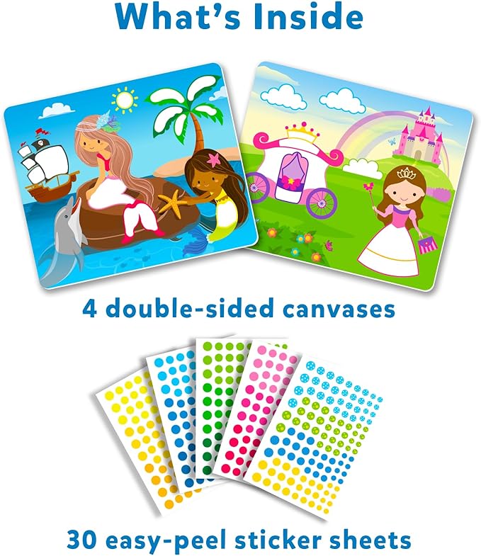 Skillmatics Dot It Sticker Art Activity - Unicorns & Princesses, Mess-Free Fun for Kids, 500+ Stickers, Craft Kits, DIY Scrapbooking Activity, Travel Toys, Gifts for Girls & Boys Ages 3, 4, 5, 6, 7