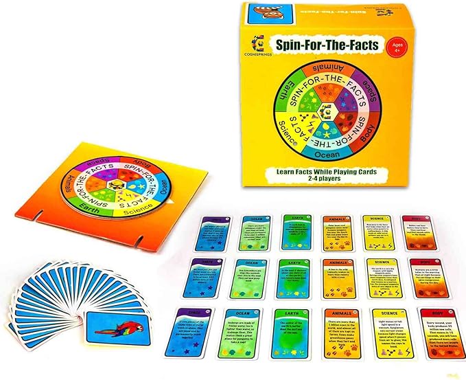 Spin-for-The-Facts Fun Educational Games for Kids - Learn Facts and Explore Endangered Animals - Family Card Games