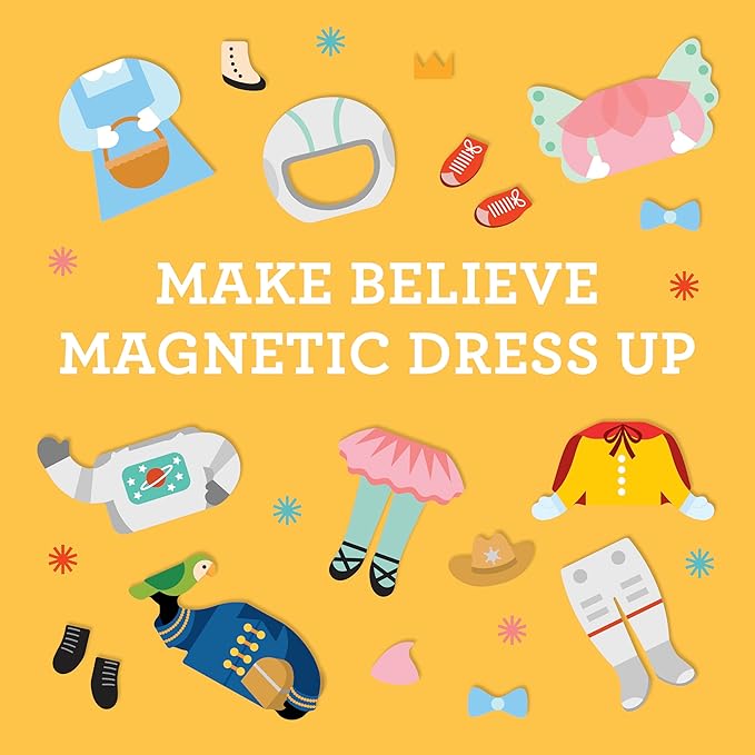 Petit Collage Magnetic Dress Up, Make-Believe Animal Costumes – Game Board with Mix and Match Pieces, Ideal for Ages 3+ – Includes 2 Dolls and 35 Creative Magnetic Pieces