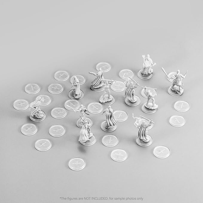100PCS Miniature Bases+120PCS Adhesive, 25mm or 0.98inch Round Clear Black Plastic Model Bases for Gaming Miniatures Collectible War Table Game or Wargames Board Game