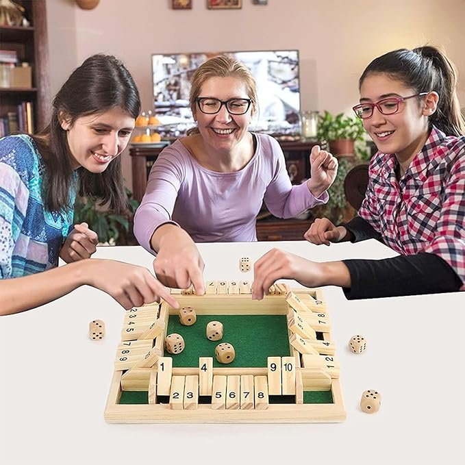 Shut The Box Game 12 Numbers, Shut The Box Dice Game Wooden Board Table Close The Box 2-4 Player 2 Dices Classics Close The Box Board Game for Adults Kids, Family Classroom Home or Bar