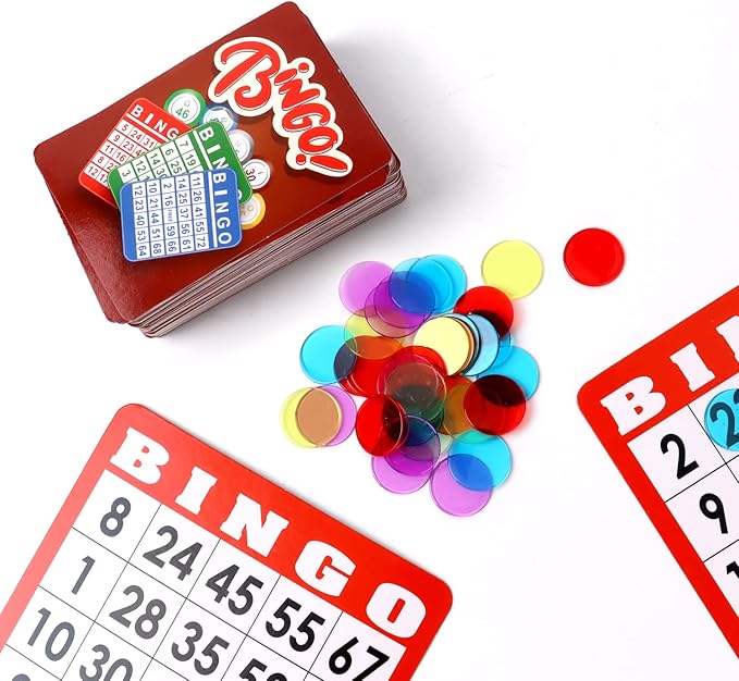 GSE Games & Sports Expert Professional Bingo Calling Cards for Bingo Game, Plastic Coated Bingo Playing Cards Deck with High Visibility Numbered