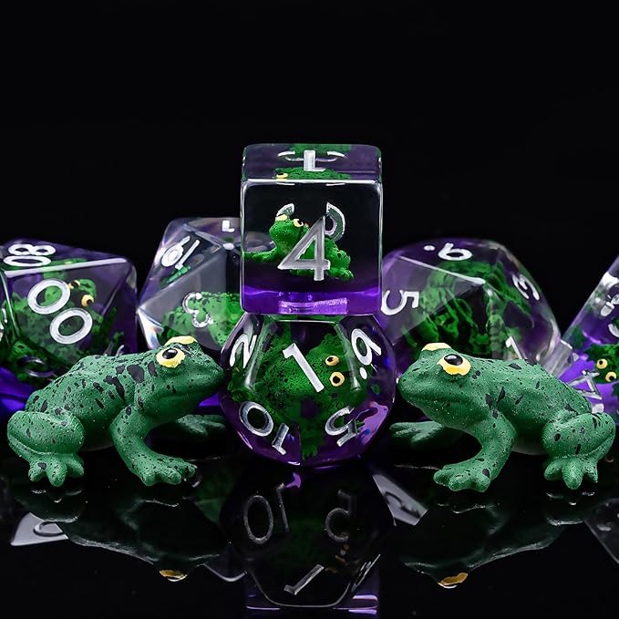 Resin Frog DND Dice Set, Polyhedral D&D Dice Animal Inclusion Dice for Dungeons and Dragons MTG RPG Board Games