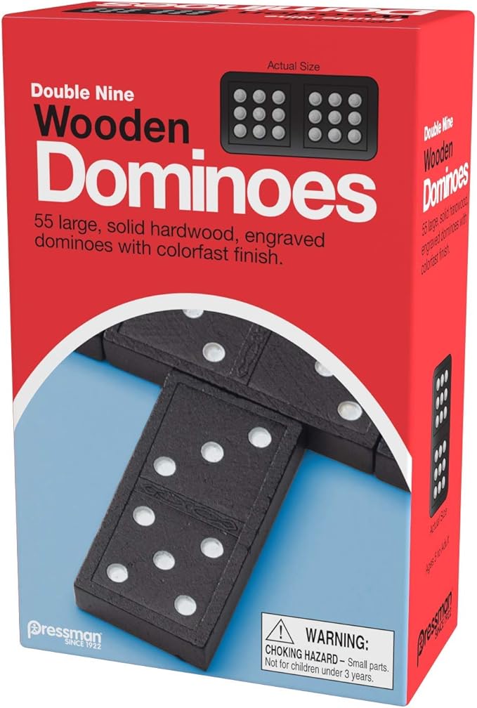Pressman 1621-12 Double Nine Wooden Dominoes, 5"