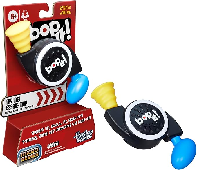 Hasbro Gaming Bop It! Micro Series Electronic Game for 1 or More Players, Classic Bop It! Gameplay in a Compact Size, Fun Party Game for Kids Ages 8+