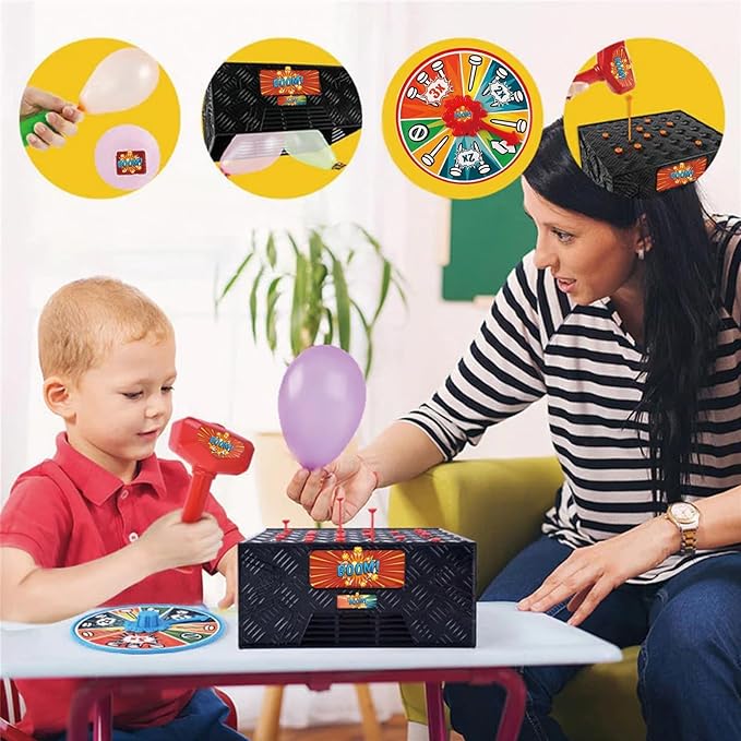 Bang Popping Balloon Game New Explosion Balloon Popping Game for Adults Kids Board Family Game Night Favorite Popular Social Media Games Everyone Can Play Challenge Friends Party Game Props(1Box)