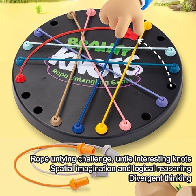 Brainy Knots Rope Untangling Game, Twisted Rope Puzzle Game, Brain Knots Game Exercise Strategy Thinking, Fun Family Game with Multiple Difficulty Levels