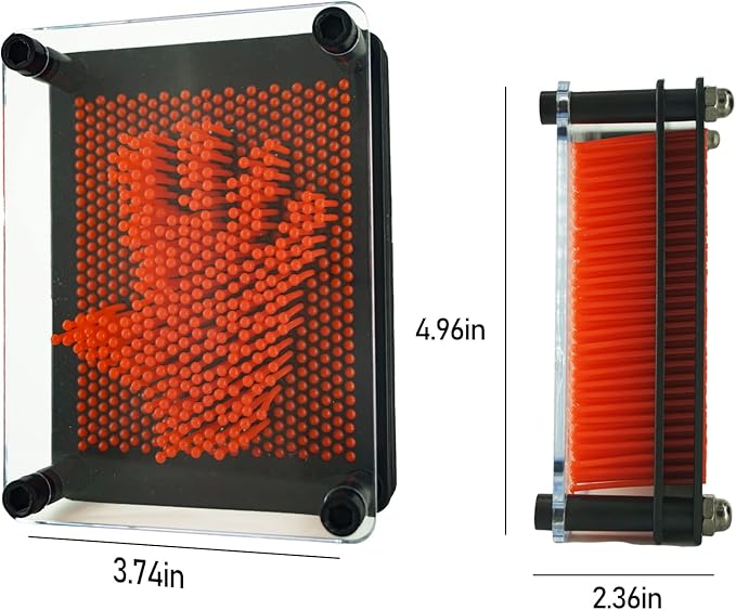 3D Pin Art Sensory Toy Size 5x3.7 Inches Needles Pin Impression Toy Intellectual Fun Rainbow Toys, Red