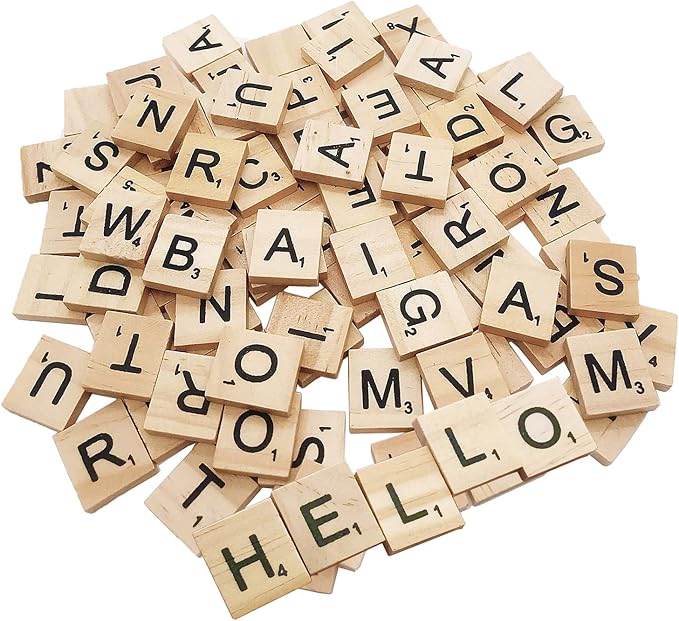 300 Pcs Scrabble Letters, Wood Scrabble Tiles for Crafts Making Crossword Game