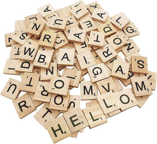 300 Pcs Scrabble Letters, Wood Scrabble Tiles for Crafts Making Crossword Game