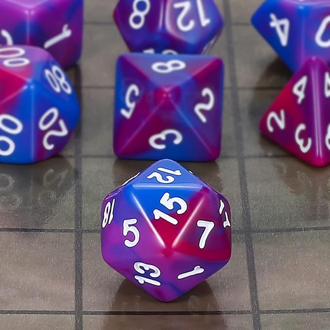 CiaraQ DND Polyhedral Dice Set for Dungeons and Dragons RPG MTG Role Playing Table Games-with 1 Dice Pouch (Blue+Purple+Red)