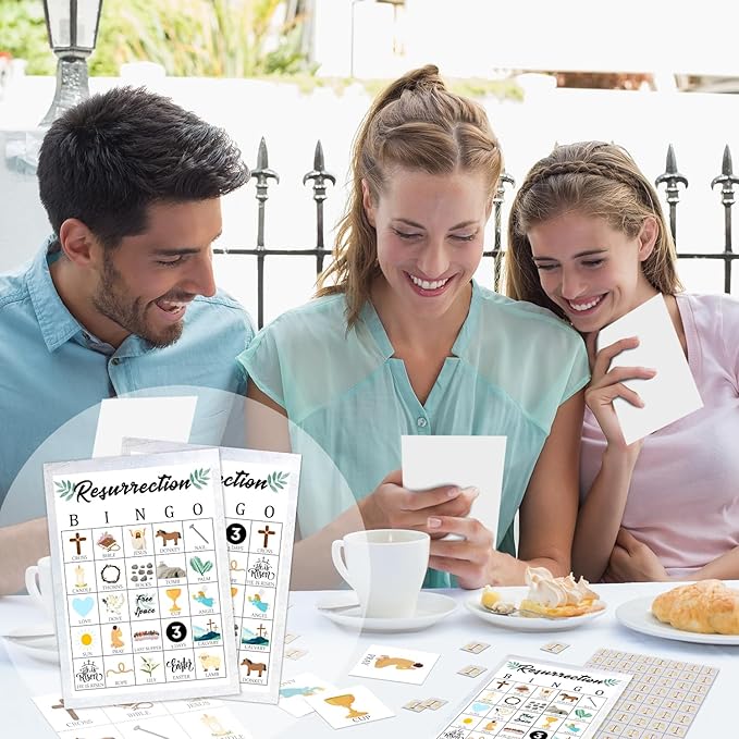 Bible Bingo Game, 24 Players Christian Sunday Church Bingo Cards for Women Men Party Favors for Family Open Day Friends Holiday Party Activities Supplies Party Decoration Bingo Game- JK0104