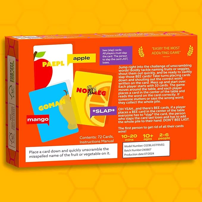QUOKKA Family Word Games for Adults and Kids - Guess-in-Seconds Fun Spelling Slap Card Game for 2-6 Players - Hilarious Board Game for Family Night Ages 7+ to Make Your Brain Go Bananas