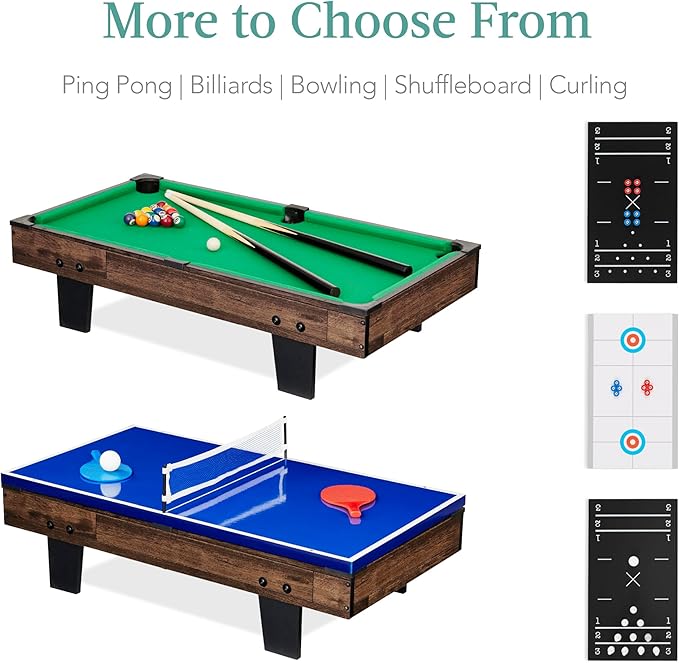 Best Choice Products 11-in-1 Kids Combo Game Table Set for Home, Game Room w/Ping Pong, Foosball, Table Hockey, Chess, Checkers, Shuffleboard, Bowling, 5 Accessory Bags