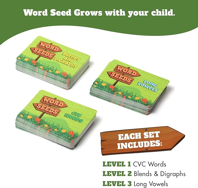 Word Seeds - Phonics Games for Kids Ages 4-8, Kindergarten Learning Activities, Learn to Read Game, Kindergarten Games for Classroom, CVC Games