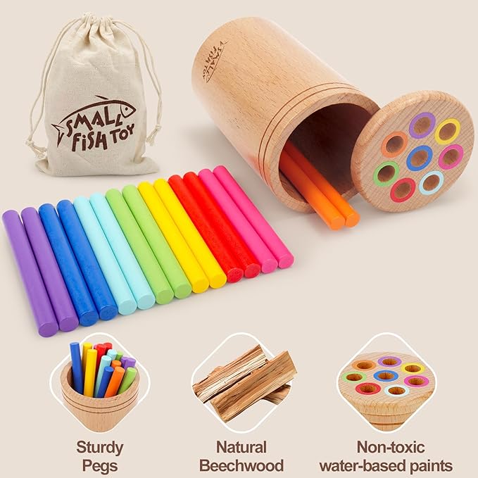 Montessori Toys for 1-3 Year Old: Wooden Learning Color Sorting Toys for Toddlers Age 1 2 3, Fine Motor Developmental Infants Sensory Matching Games, Busy Board 18 month old Baby Boys Girls Gifts