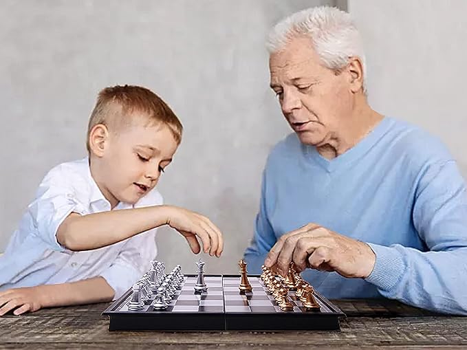 Chess Set Magnetic Chess Game Chess Board Chess Set for Kids,Magnetic Chess,Foldable Portable Travel Chess Game(12.6 Inches)